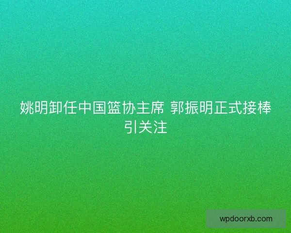 姚明卸任中国篮协主席 郭振明正式接棒引关注