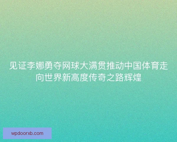见证李娜勇夺网球大满贯推动中国体育走向世界新高度传奇之路辉煌