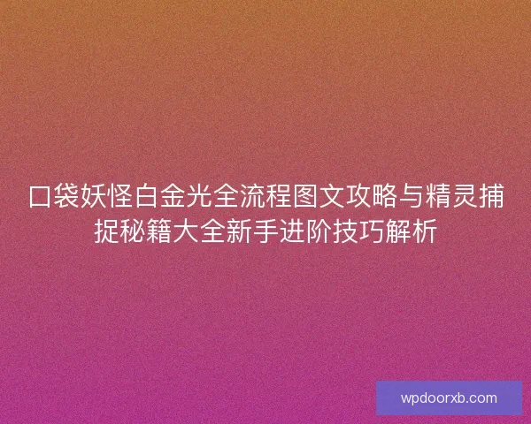 口袋妖怪白金光全流程图文攻略与精灵捕捉秘籍大全新手进阶技巧解析